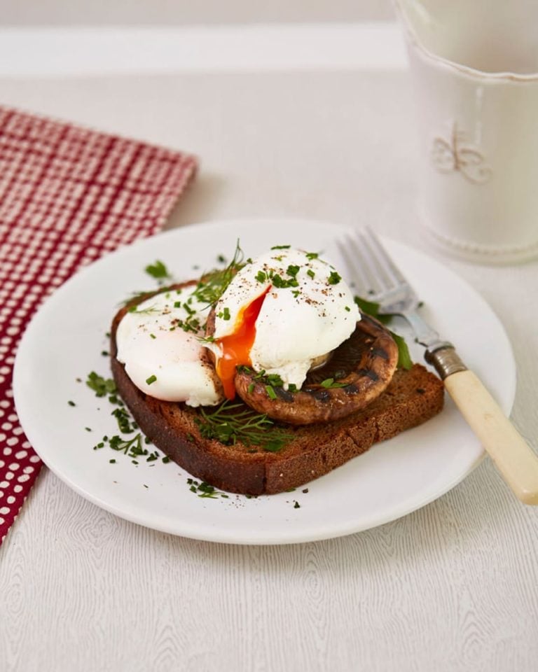 Herby mushroom and eggs on toast