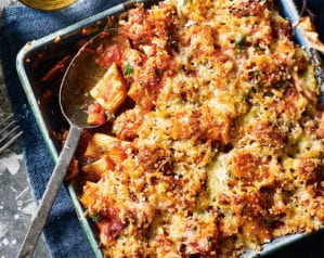 Sausage and fennel pasta bake