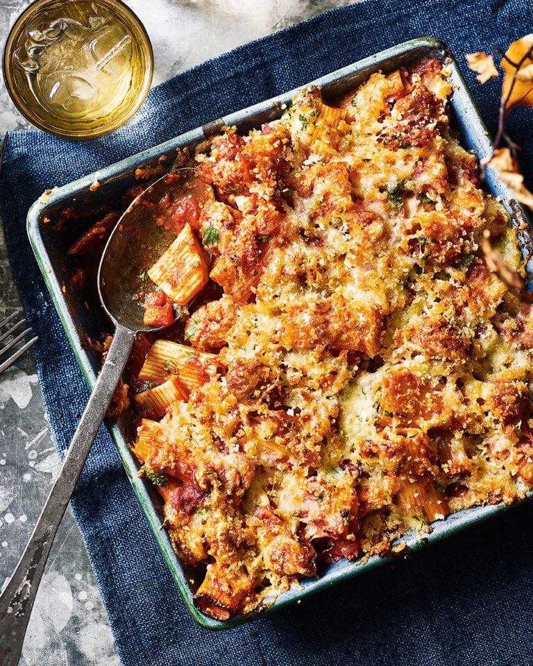 Sausage and fennel pasta bake