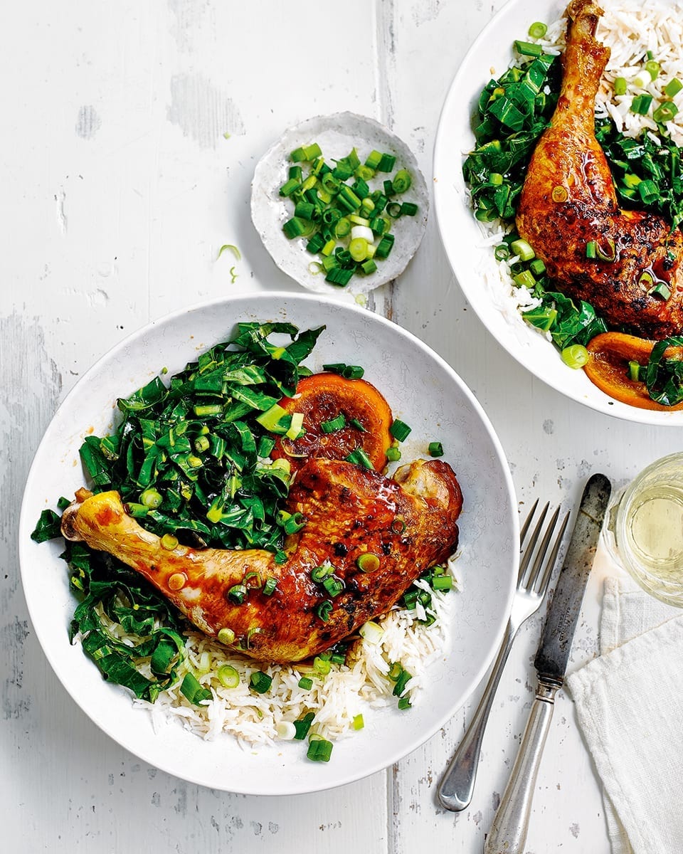 Sesame and soy chicken leg tray bake recipe delicious. magazine