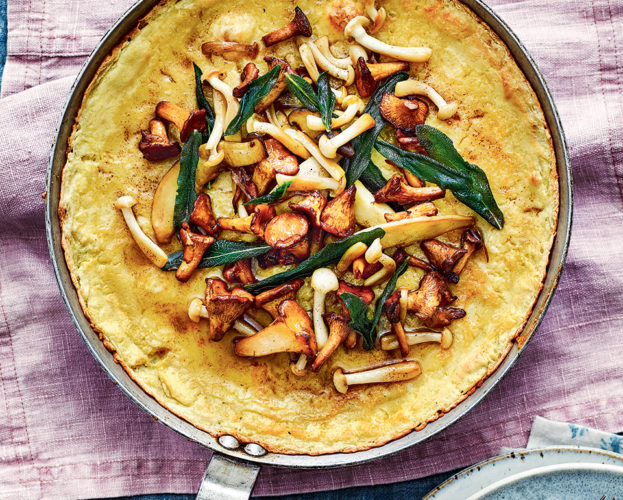 Farinata with mushrooms