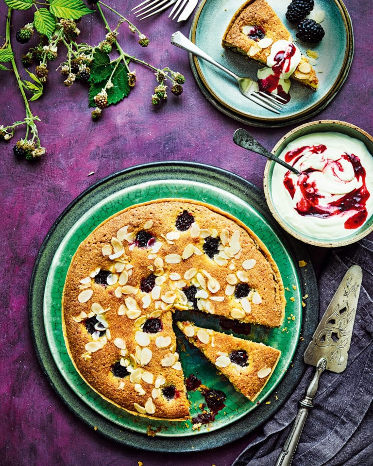 Blackberry and apple bakewell tart