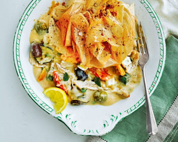 Mediterranean-style chicken pie