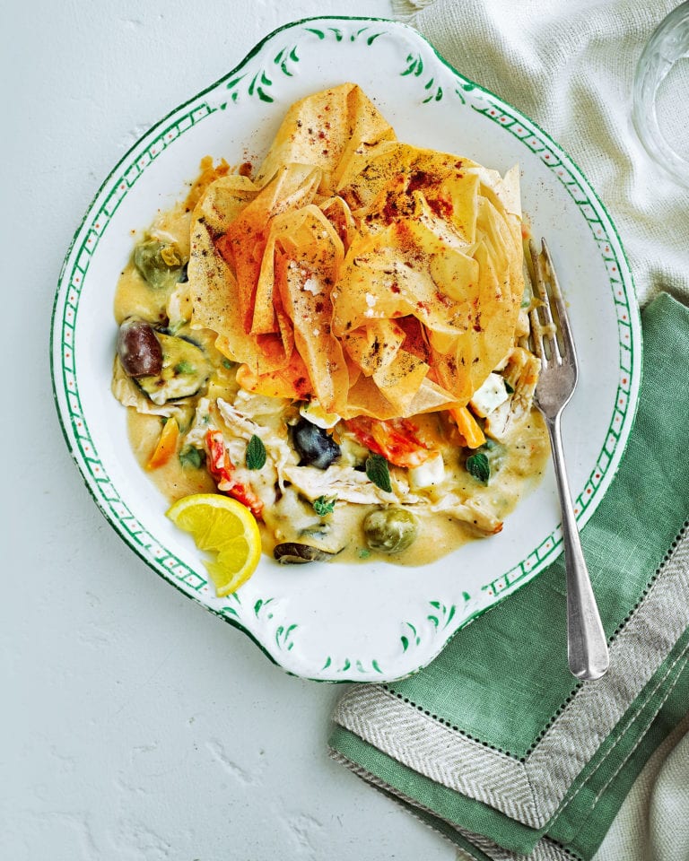 Mediterranean-style chicken pie