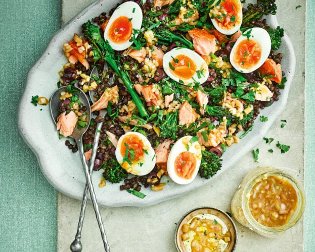 Hot-smoked salmon nicoise