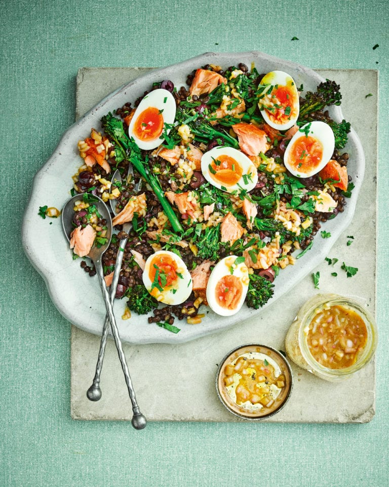 Hot-smoked salmon nicoise