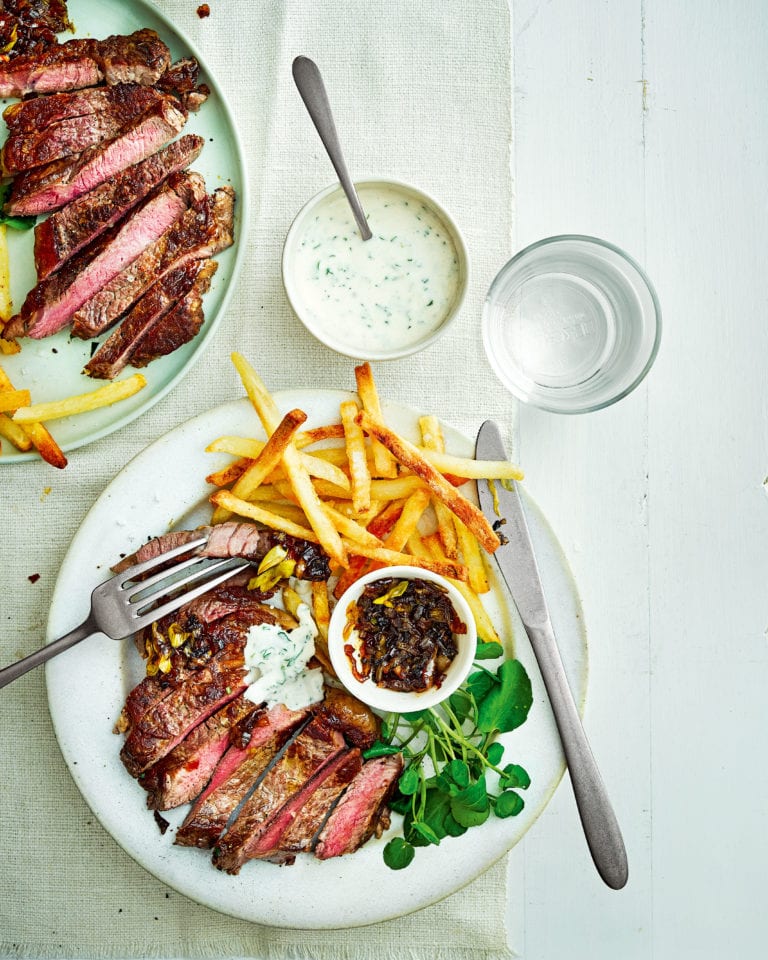 Steak with onion relish