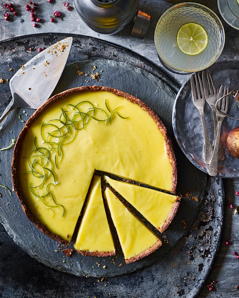 Gin and lime custard tart