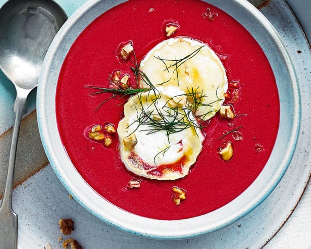 Scandinavian-style beetroot, apple and walnut soup