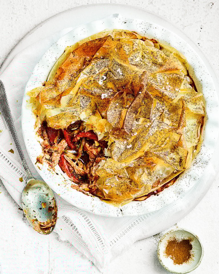 Spicy filo-topped chicken pie
