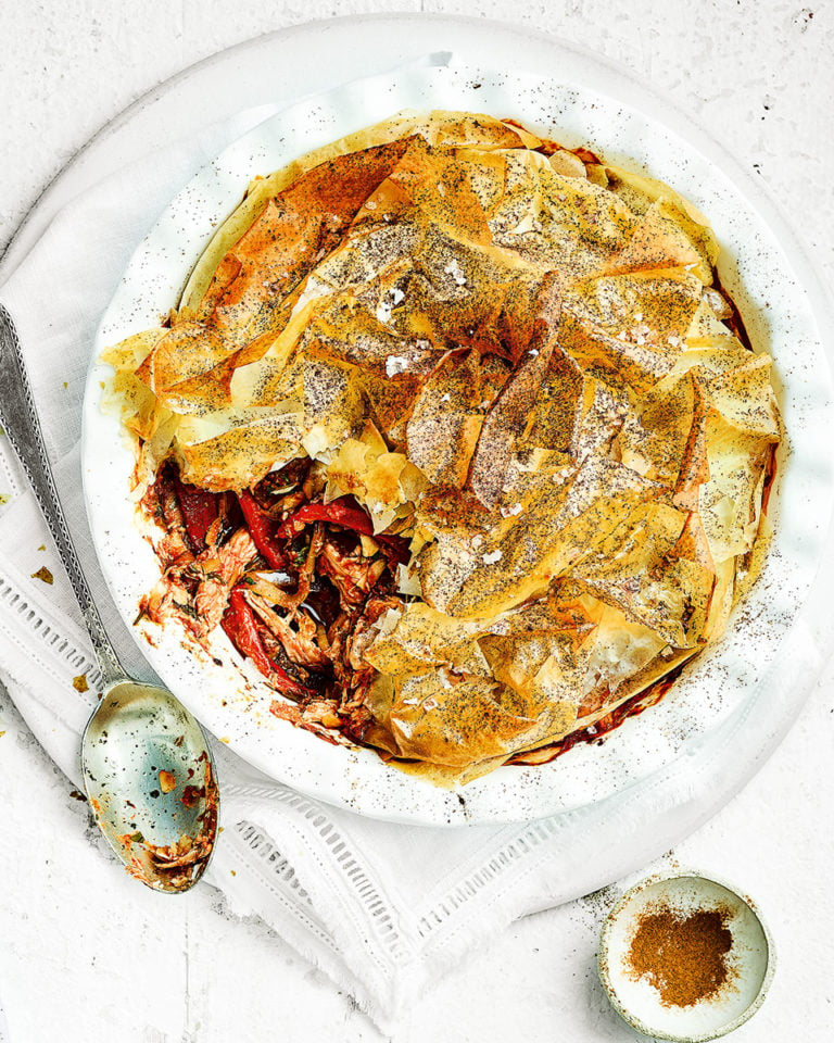 Spicy filo-topped chicken pie