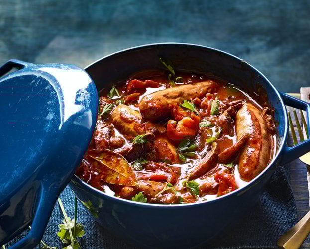Sausage and porcini mushroom casserole