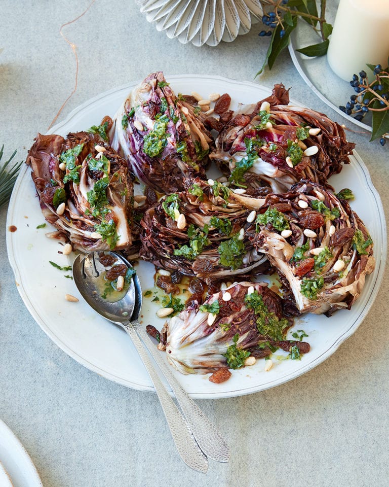 Roast radicchio with lemon and parsley dressing