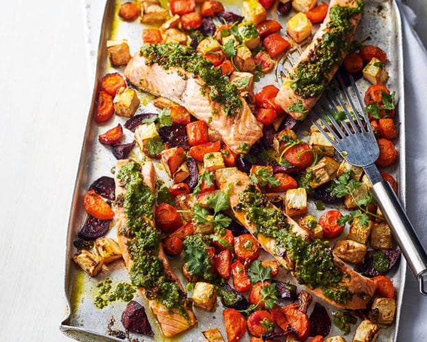 salmon and root vegetable