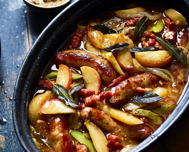 Sausage and cider casserole