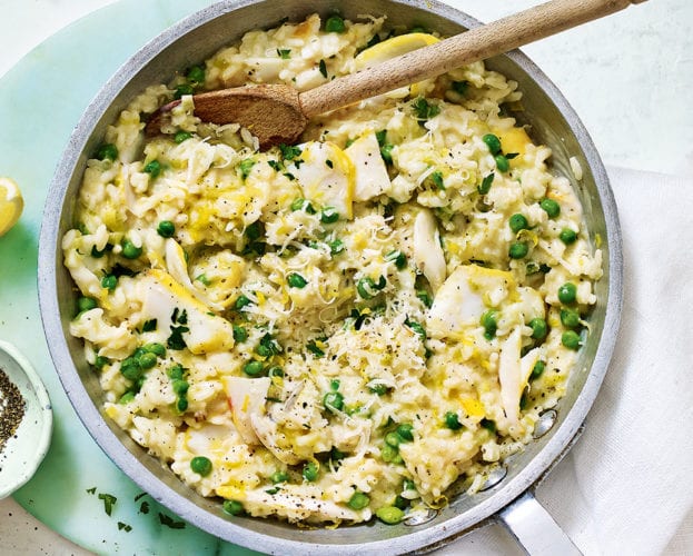 Smoked haddock and pea risotto