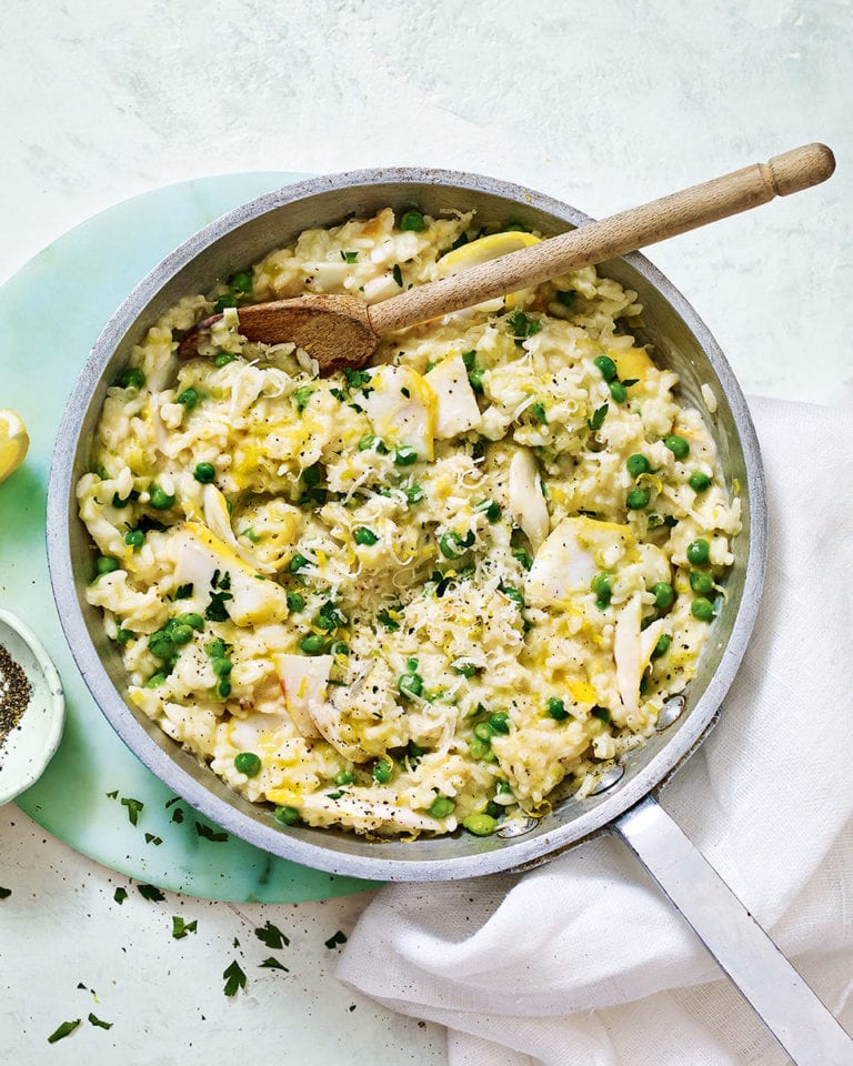 Smoked haddock and pea risotto