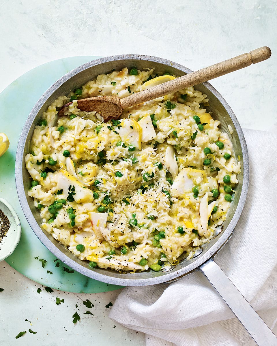 Smoked haddock and pea risotto recipe | delicious. magazine