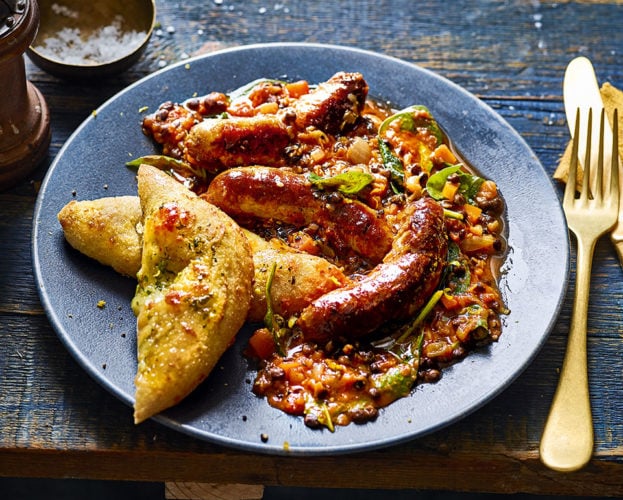 Sausage casserole with lentils