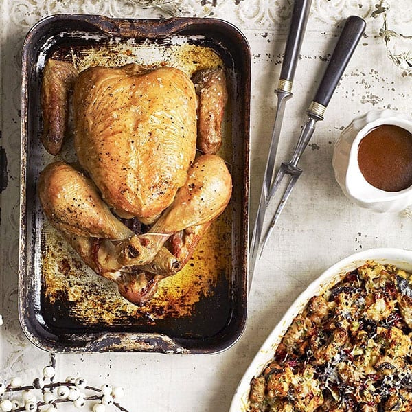 Roast chicken with stuffing