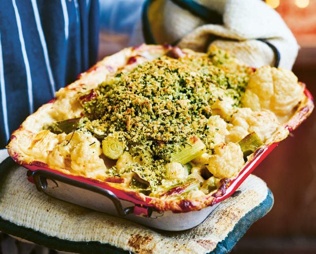 Herb-crusted cauliflower and leek ‘cheese’