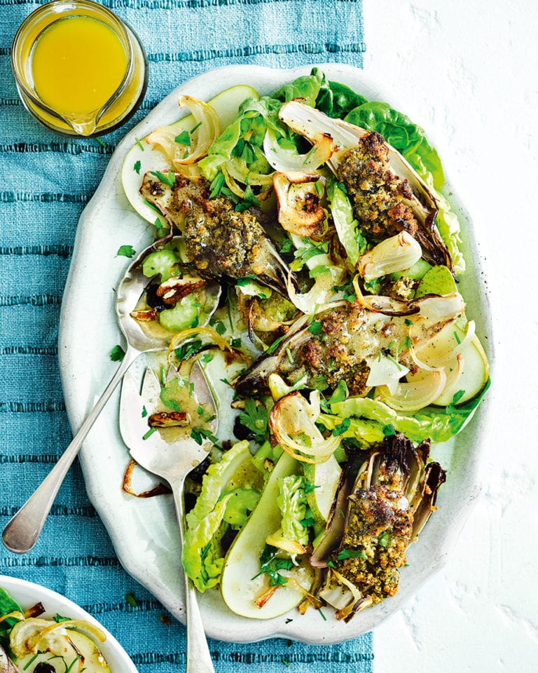 Warm stuffed chicory salad