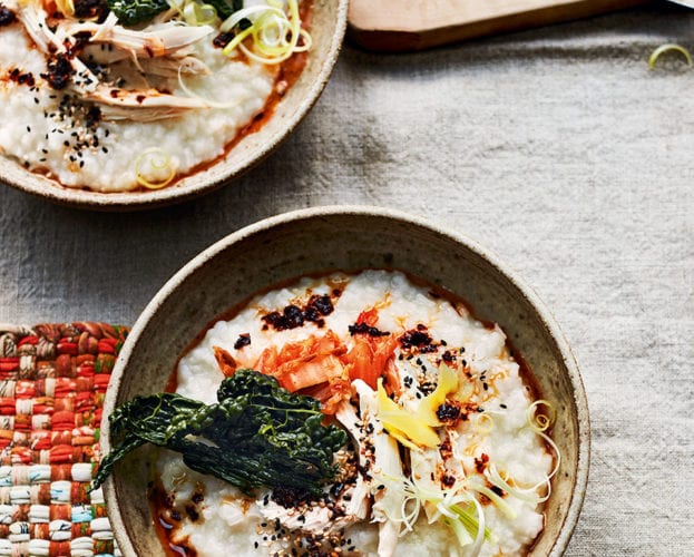 Chicken and kimchi congee