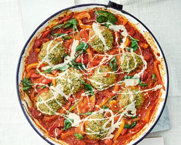 Baked falafel in tomato sauce