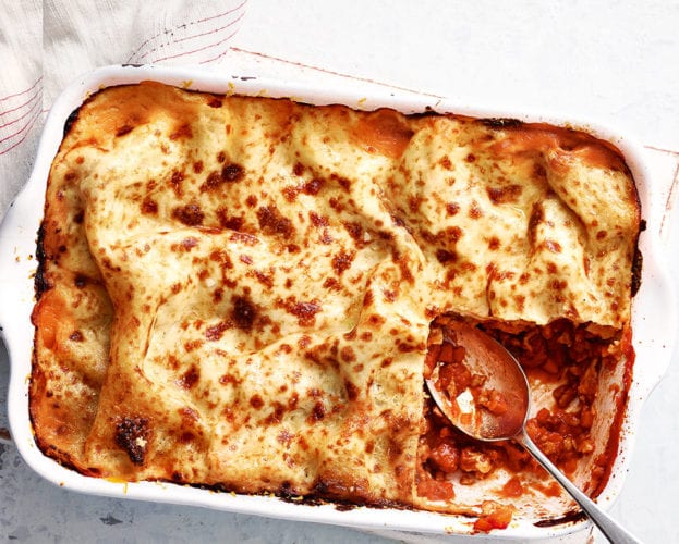 Tomato and bacon lasagne