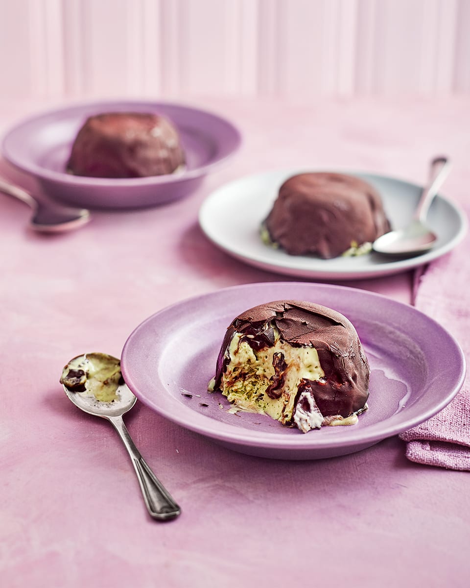 Mint chocolate ice cream parfait bombes recipe | delicious. magazine