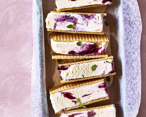 Blackcurrant ripple ice cream