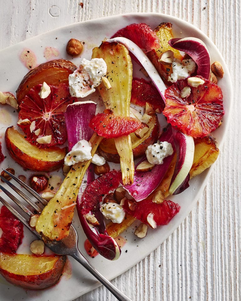 Roast roots and blood orange salad