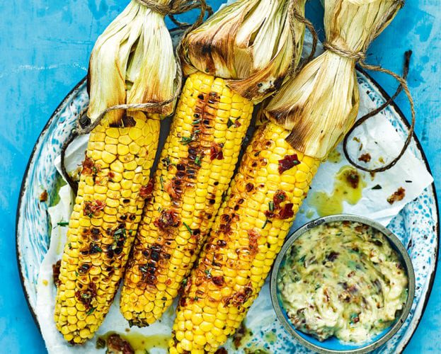 Sweetcorn with pancetta, rosemary and garlic butter