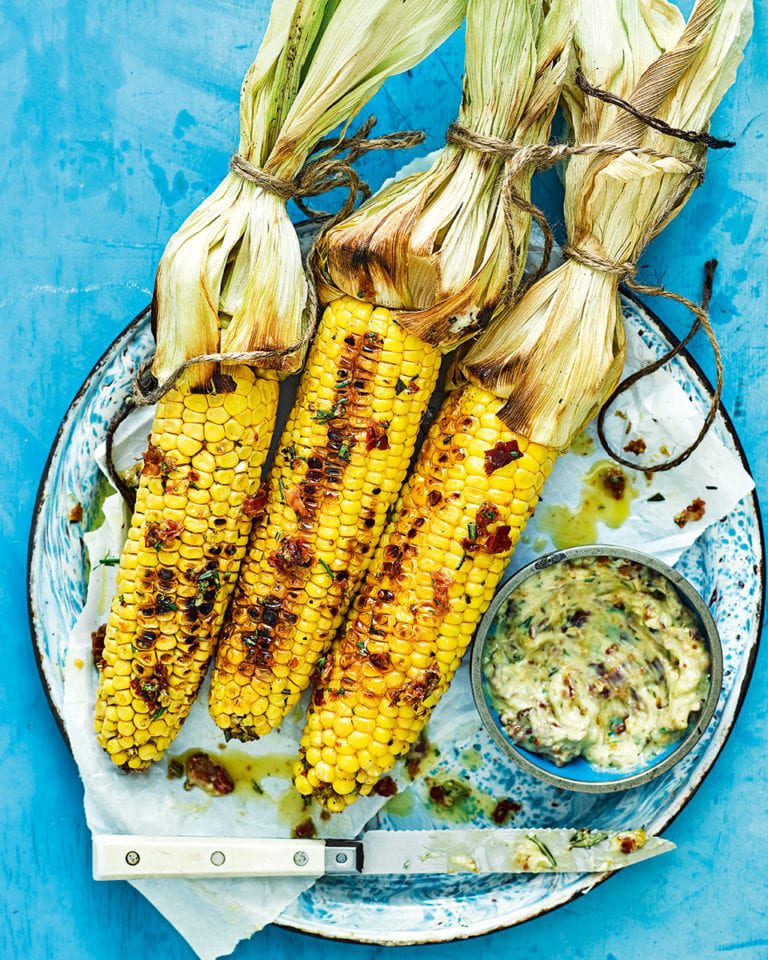 Sweetcorn with pancetta, rosemary and garlic butter