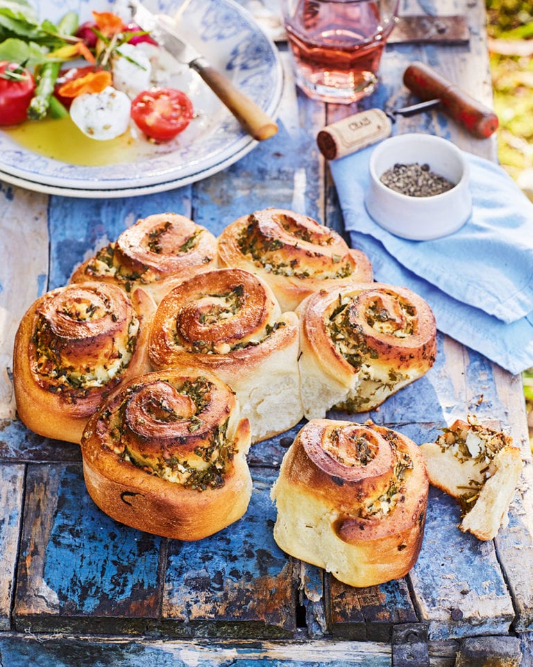 Tear and share feta and herb bread