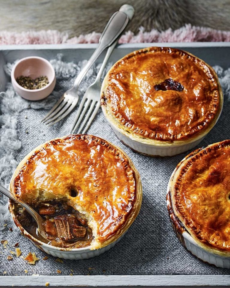 Venison and stout pot pies