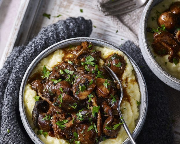Wild mushroom and madeira stew with walnuts