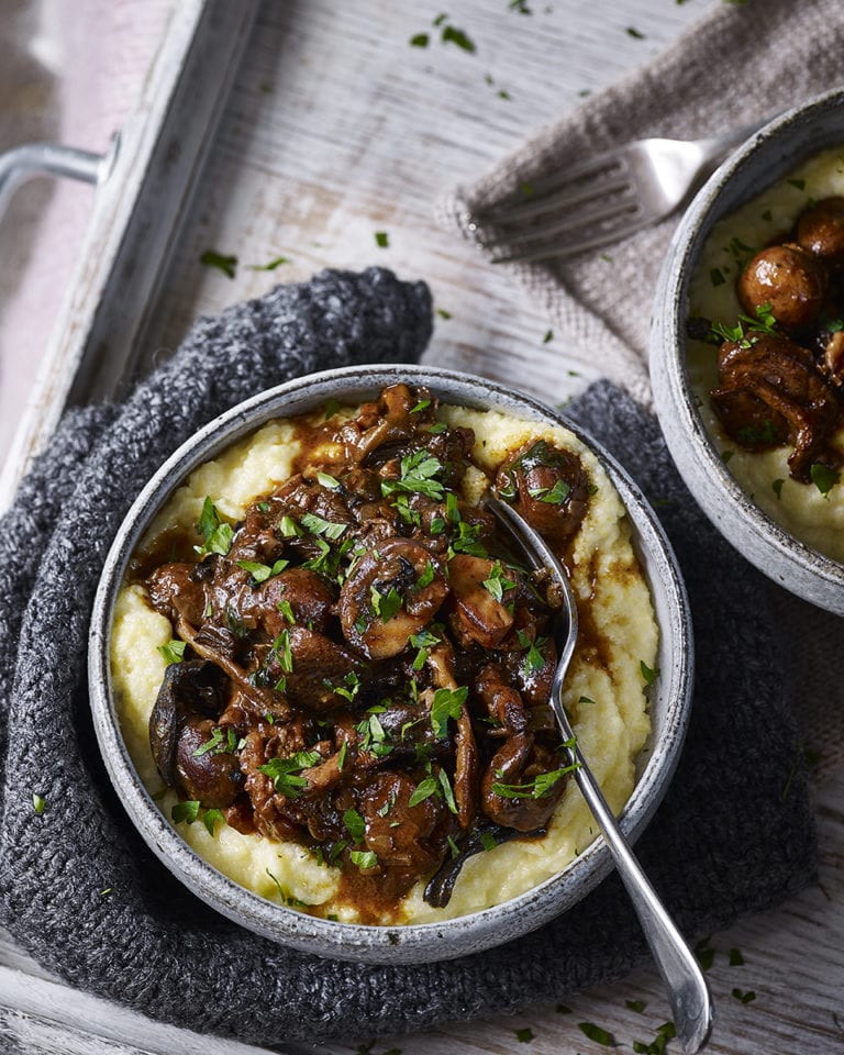 Wild mushroom and madeira stew with walnuts