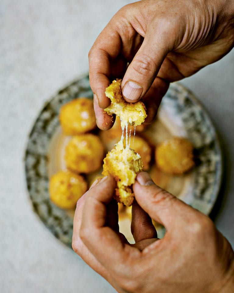 Cheesy polenta fritters