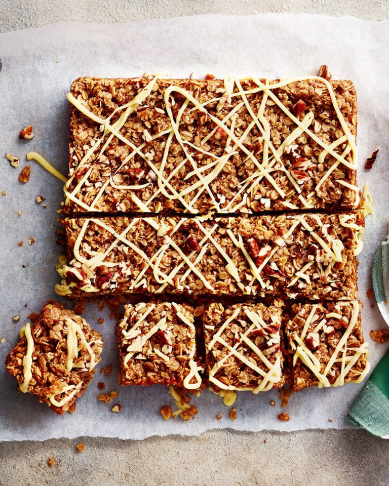 Oaty maple and pecan flapjacks