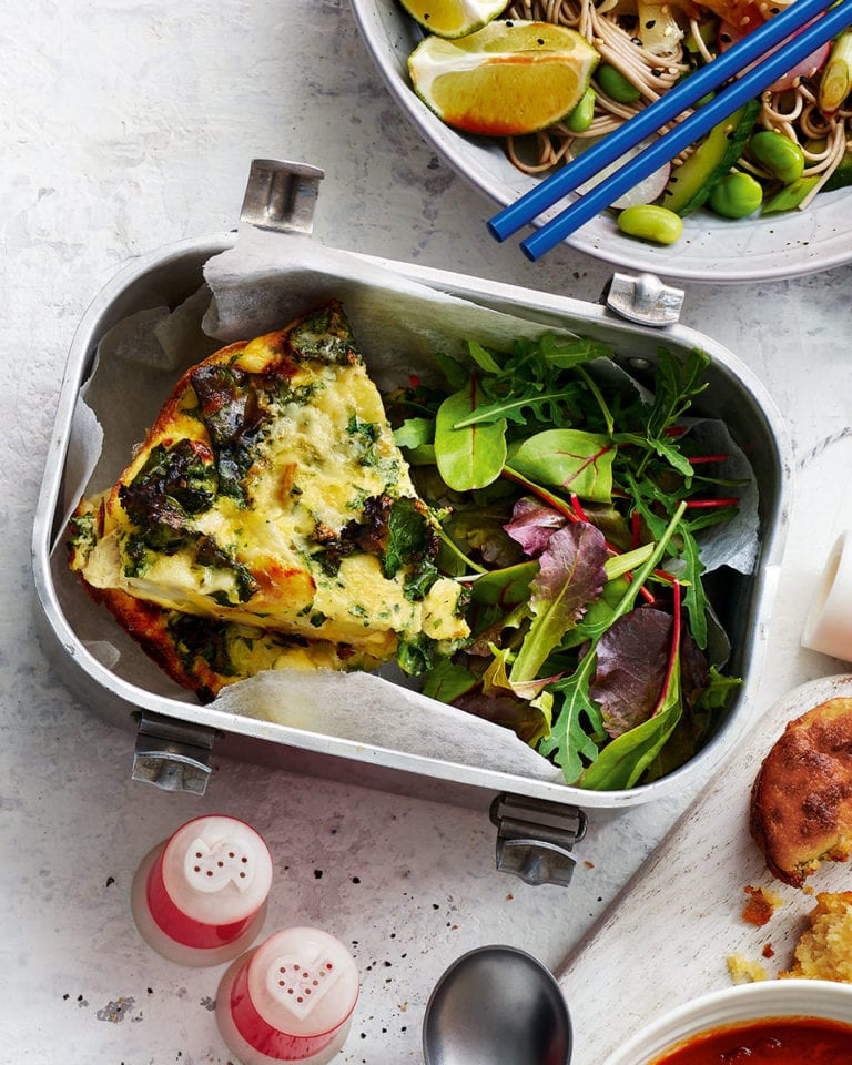 Cauliflower, kale and cheese frittata