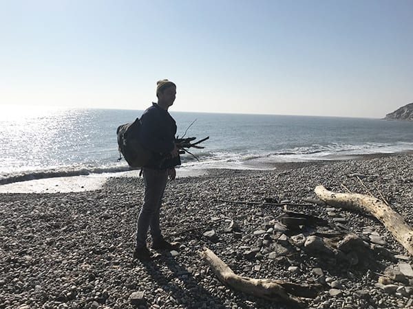 Gill Meller on the beach