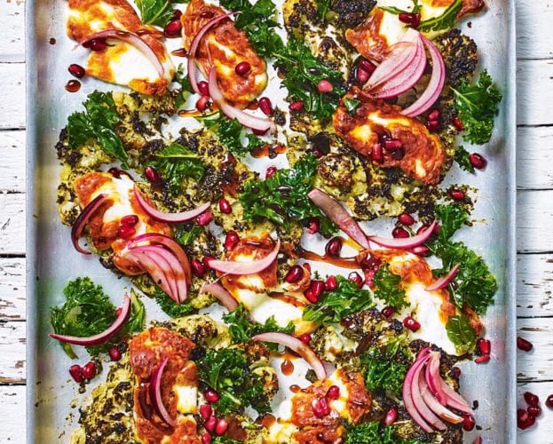 cauliflower steaks with halloumi
