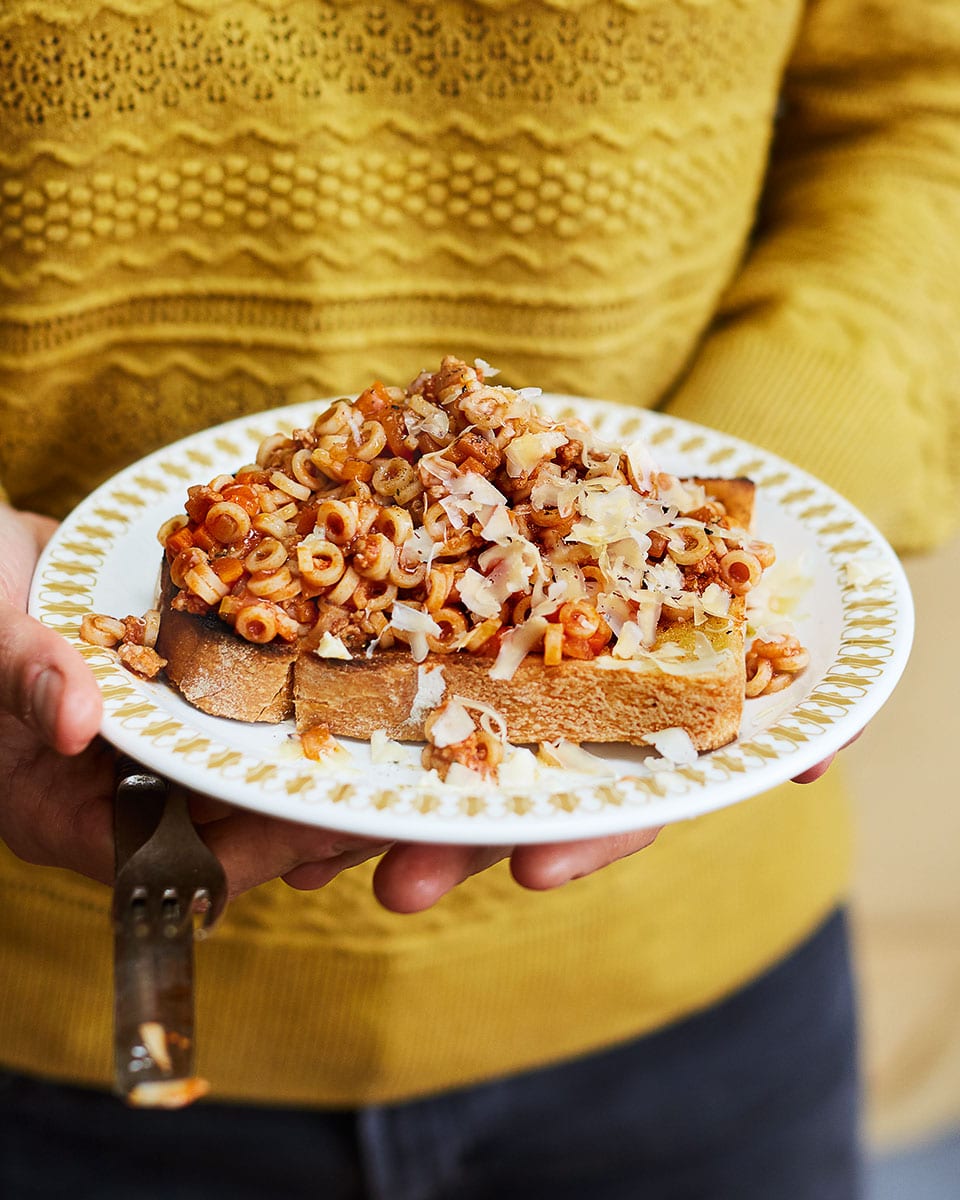 image of Sausage Spaghetti Hoops on Toast recipe by Delicious Magazine