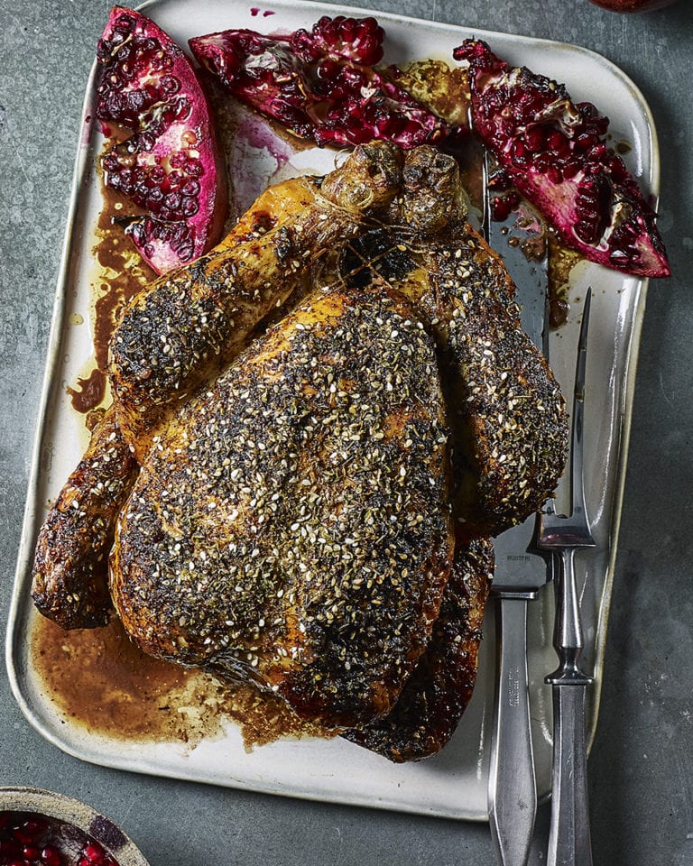 Pomegranate and za’atar roast chicken