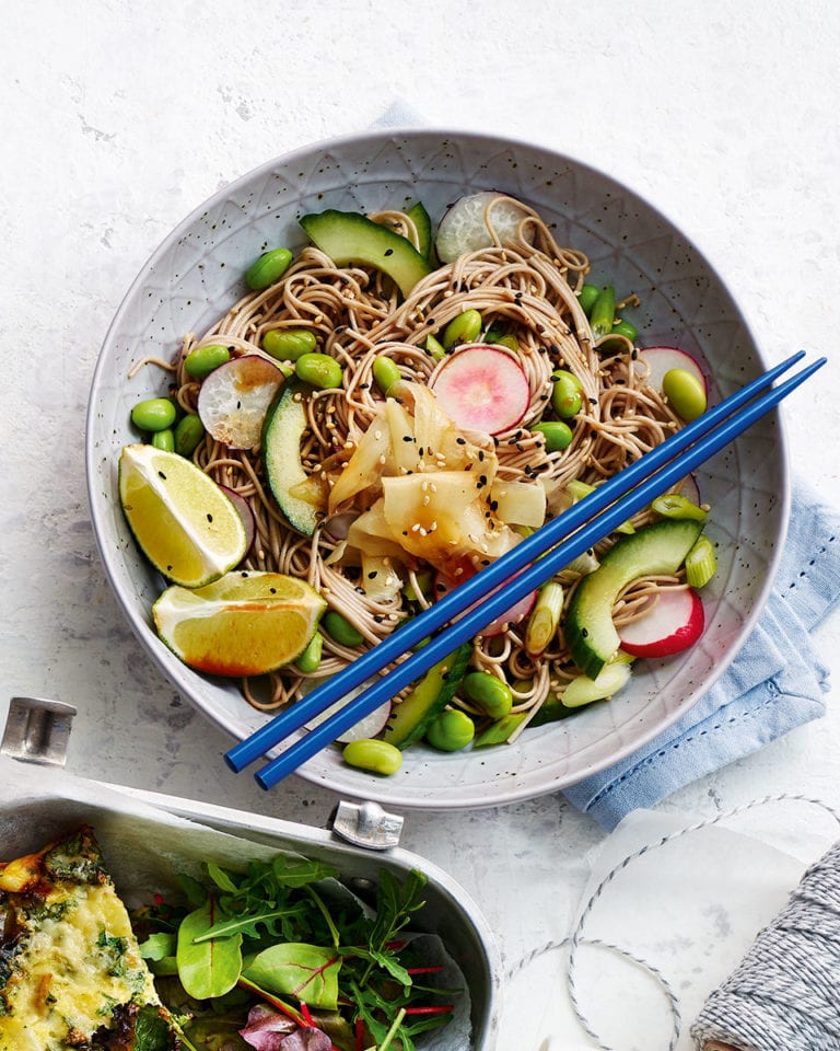 Soba noodle and edamame salad