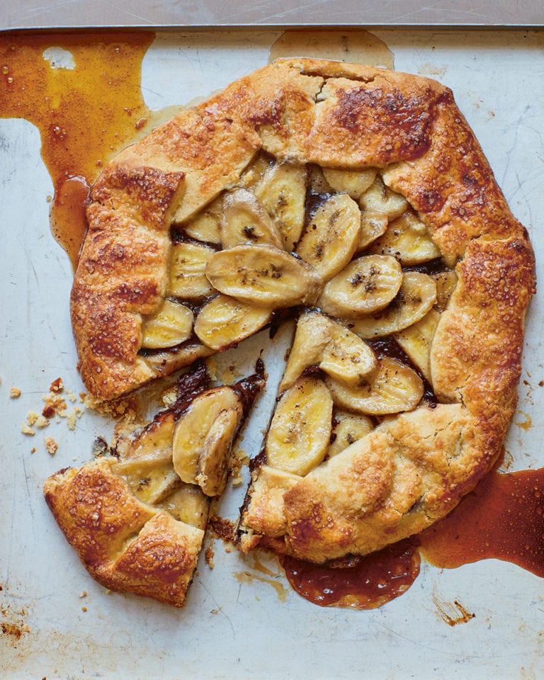 Chocolate, banana and hazelnut galette