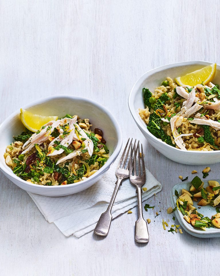 Chicken and greens pilaf