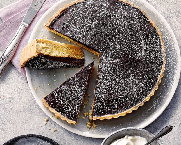 Chocolate, orange and frangipane tart