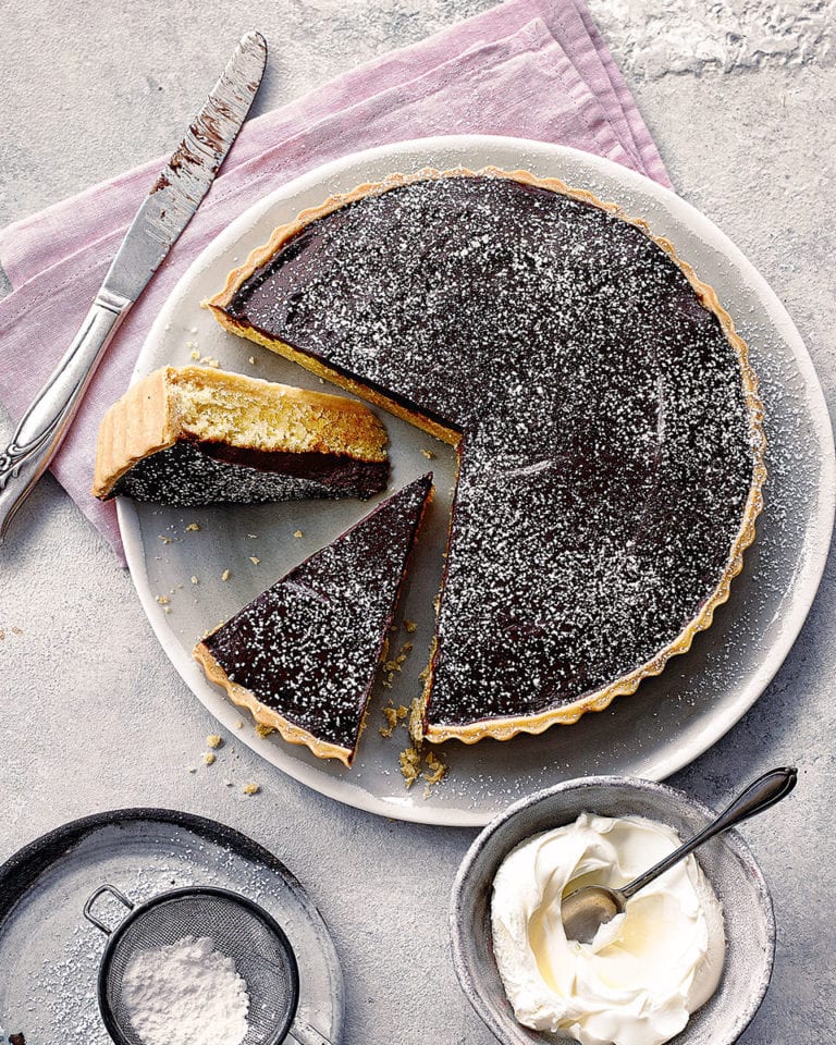 Chocolate, orange and frangipane tart